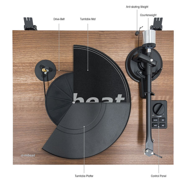 mbeat Hi-Fi Turntable with Bookshelf Speakers and Bluetooth Streaming