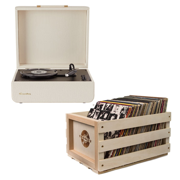 Crosley Mercury Turntable - Cream + Bundled Crosley Record Storage Crate