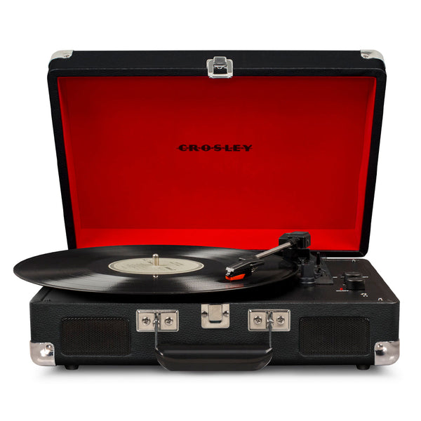 Crosley Cruiser Bluetooth Portable Turntable - Black + Bundled Majority D40 Bluetooth Speakers - Black