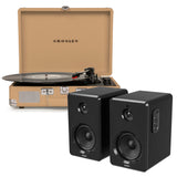 Crosley Cruiser Bluetooth Portable Turntable - Light Tan + Bundled Majority D40 Bluetooth Speakers - Black