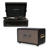 Crosley Voyager Bluetooth Portable Turntable - Black + Bundled HolySmoke Bluetooth Retro Speaker - Black