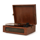 Crosley Voyager Bluetooth Portable Turntable - Brown Croc + Bundled HolySmoke Bluetooth Retro Speaker - Black