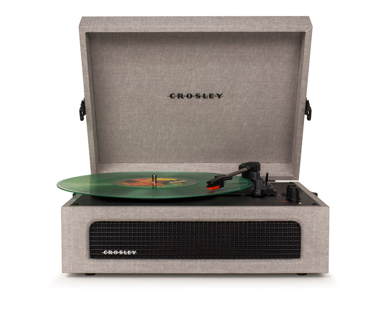 Crosley Voyager Bluetooth Portable Turntable - Grey + Bundled HolySmoke Bluetooth Retro Speaker - Black