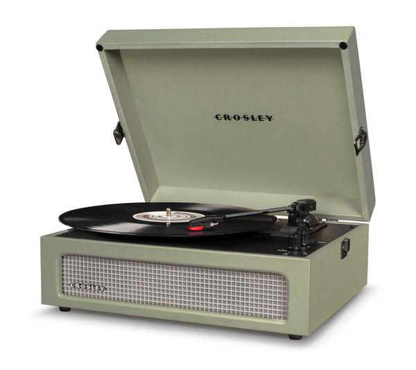 Crosley Voyager Bluetooth Portable Turntable - Sage + Bundled HolySmoke Bluetooth Retro Speaker - Black