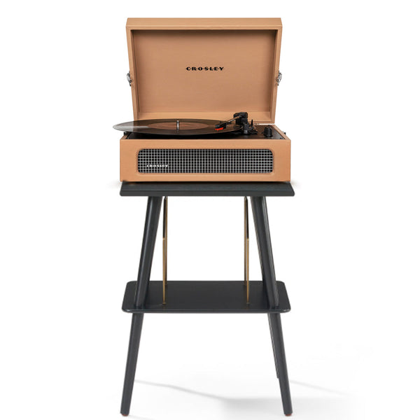 Crosley Voyager Bluetooth Portable Turntable + Entertainment Stand Bundle - Tan