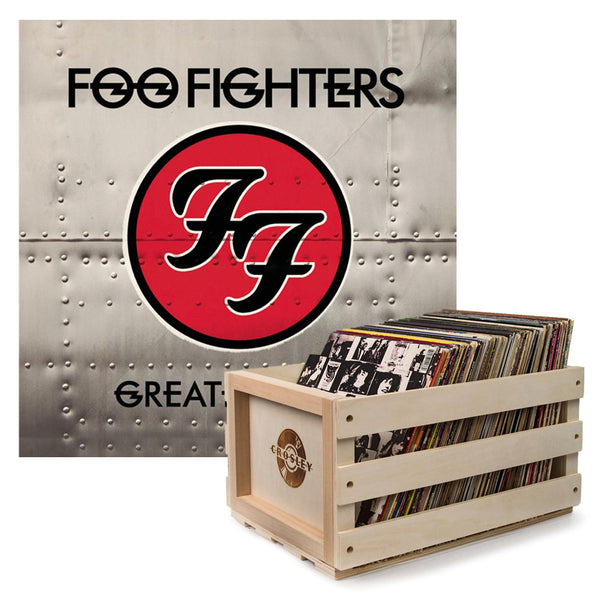 Crosley Record Storage Crate Foo Fighters Greatest Hits Vinyl Album Bundle