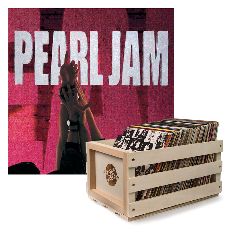 Crosley Record Storage Crate Pearl Jam Ten Vinyl Album Bundle