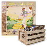 Crosley Record Storage Crate & Elton John Goodbye Yellow Brick Road - Double Vinyl Album Bundle